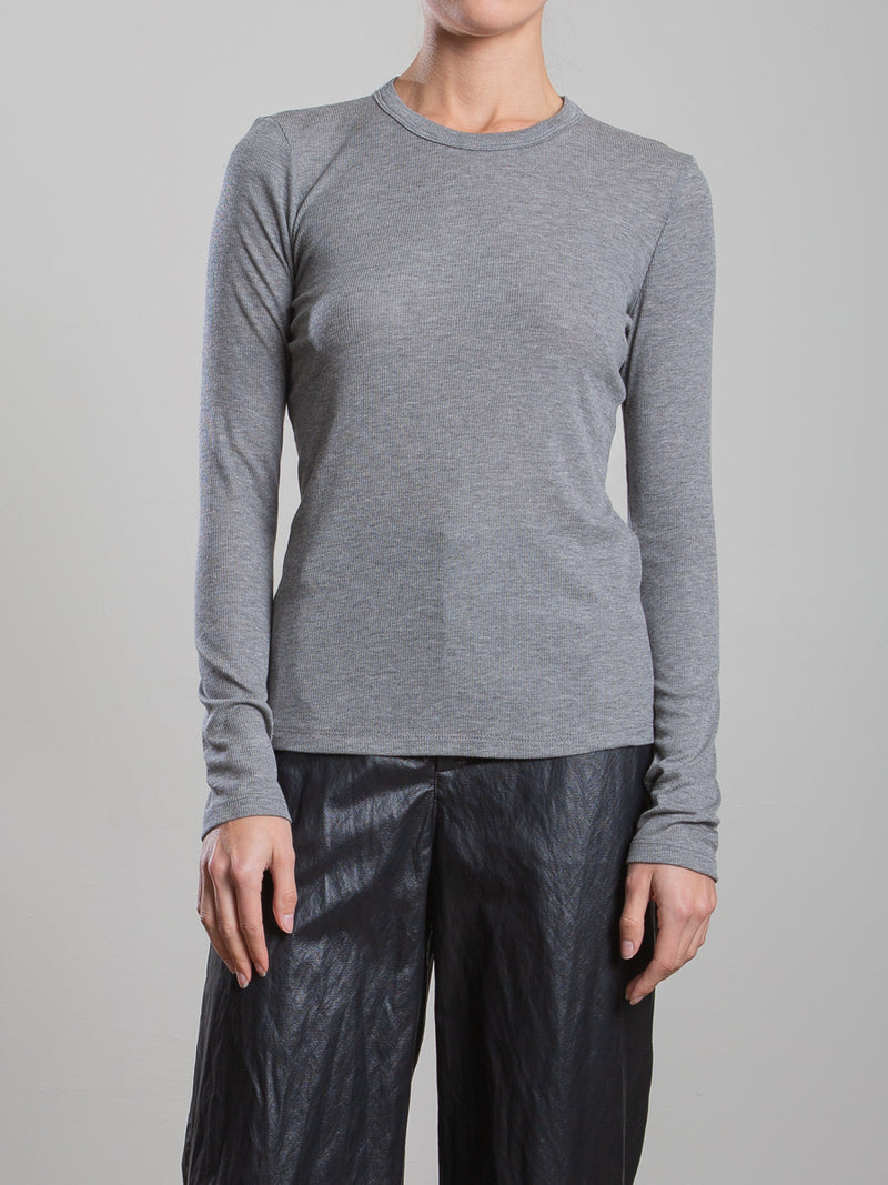 Jimmy Long-Sleeve Tee in Dark Heather Cashmere Rib