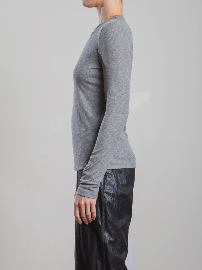Jimmy Long-Sleeve Tee in Dark Heather Cashmere Rib