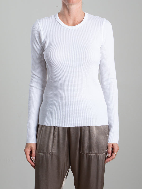 Jimmy Long-Sleeve Tee in Lightweight Thermal - White