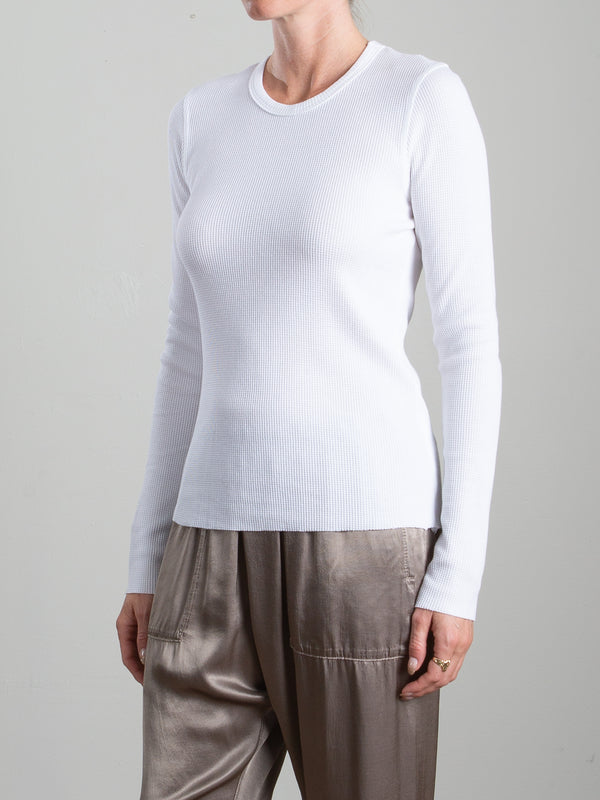 Jimmy Long-Sleeve Tee in Lightweight Thermal - White