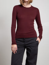 Jimmy Long-Sleeve Tee in Lightweight Rib - Marsala