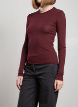 Jimmy Long-Sleeve Tee in Lightweight Rib - Marsala