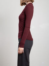 Jimmy Long-Sleeve Tee in Lightweight Rib - Marsala