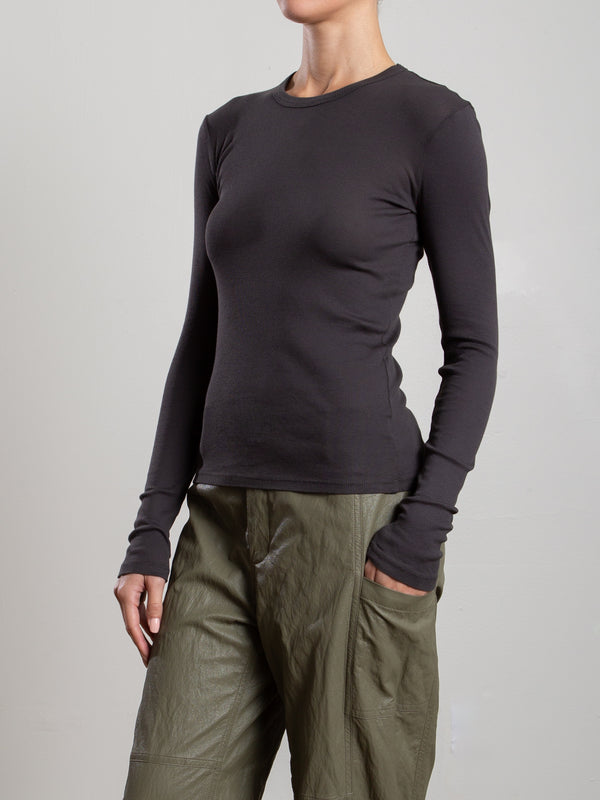Jimmy Long-Sleeve Tee in Lightweight Rib - Carbon