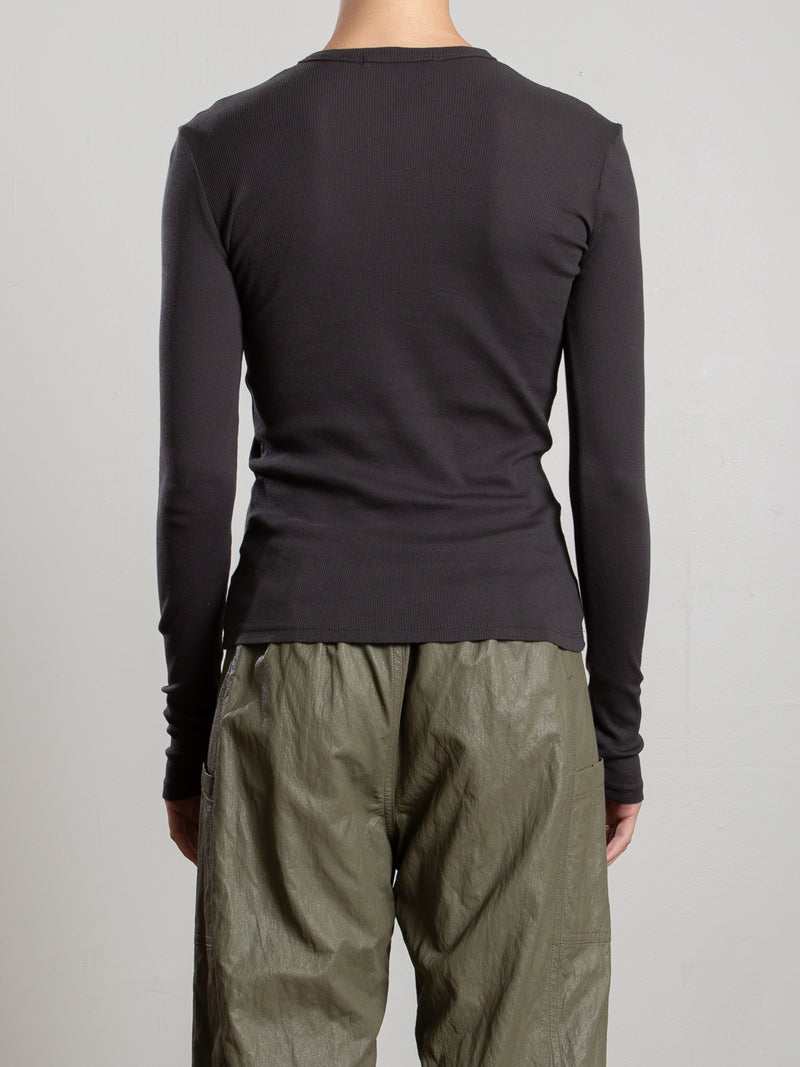 Jimmy Long-Sleeve Tee in Lightweight Rib - Carbon