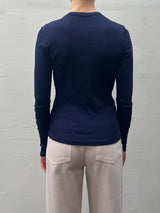 Jimmy Long-Sleeve Tee in Lightweight Rib - Midnight