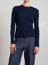 Jimmy Long-Sleeve Tee in Lightweight Rib - Midnight