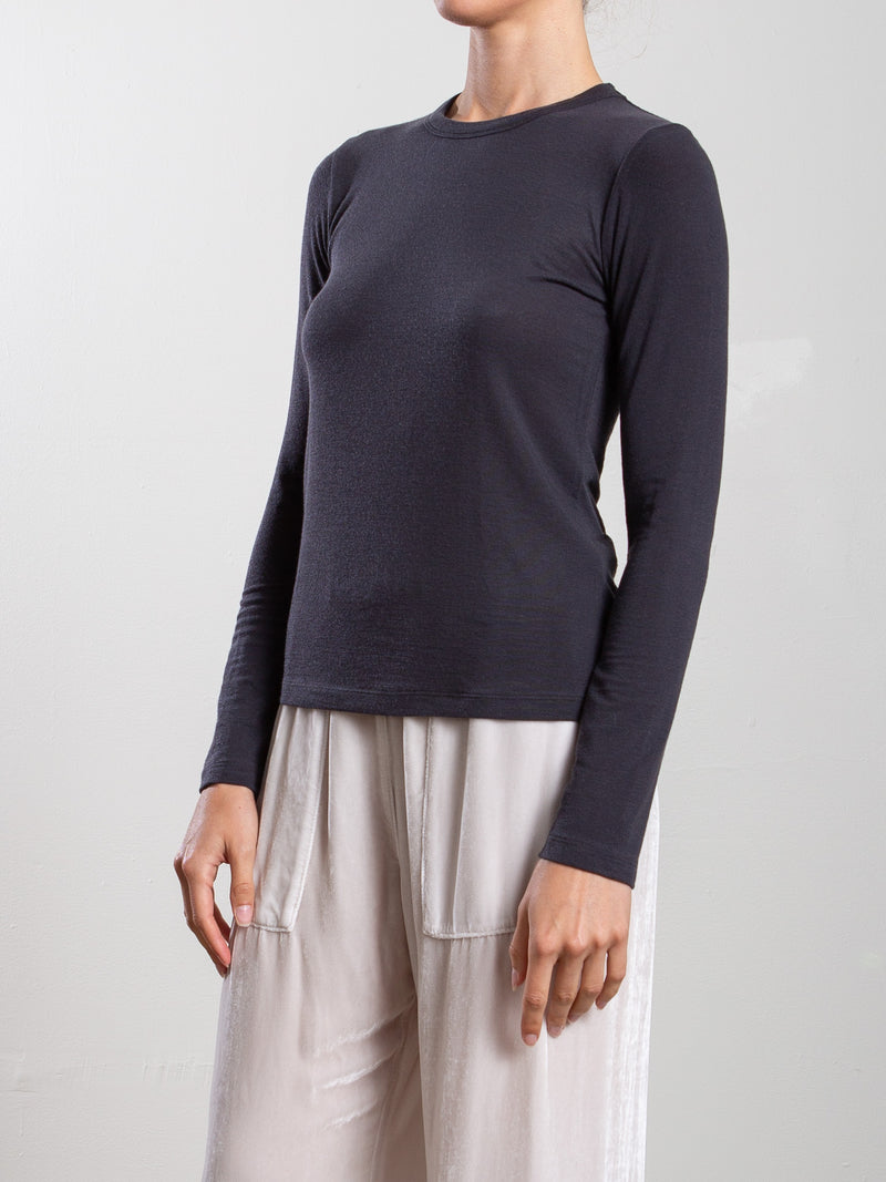 Jimmy Long-Sleeve Tee in Cashmere Jersey - Carbon