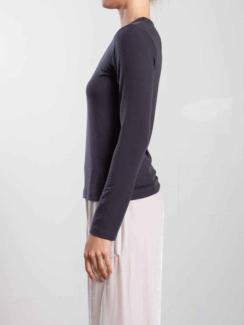 Jimmy Long-Sleeve Tee in Cashmere Jersey - Carbon