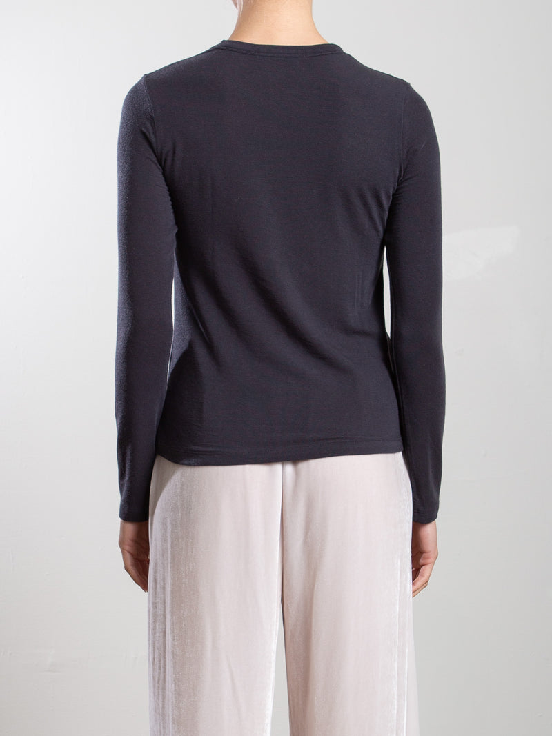 Jimmy Long-Sleeve Tee in Cashmere Jersey - Carbon