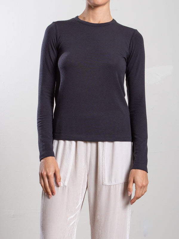 Jimmy Long-Sleeve Tee in Cashmere Jersey - Carbon