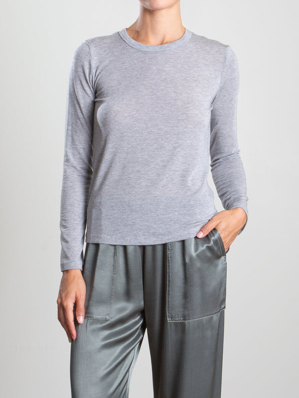 Jimmy Long-Sleeve Tee in Cashmere Jersey - Heather Grey