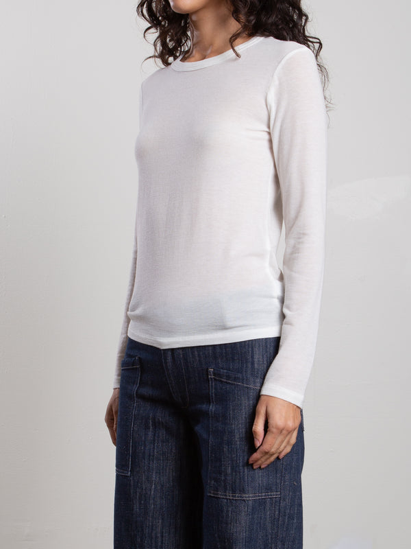 Jimmy Long-Sleeve Tee in Cashmere Jersey - Ivory