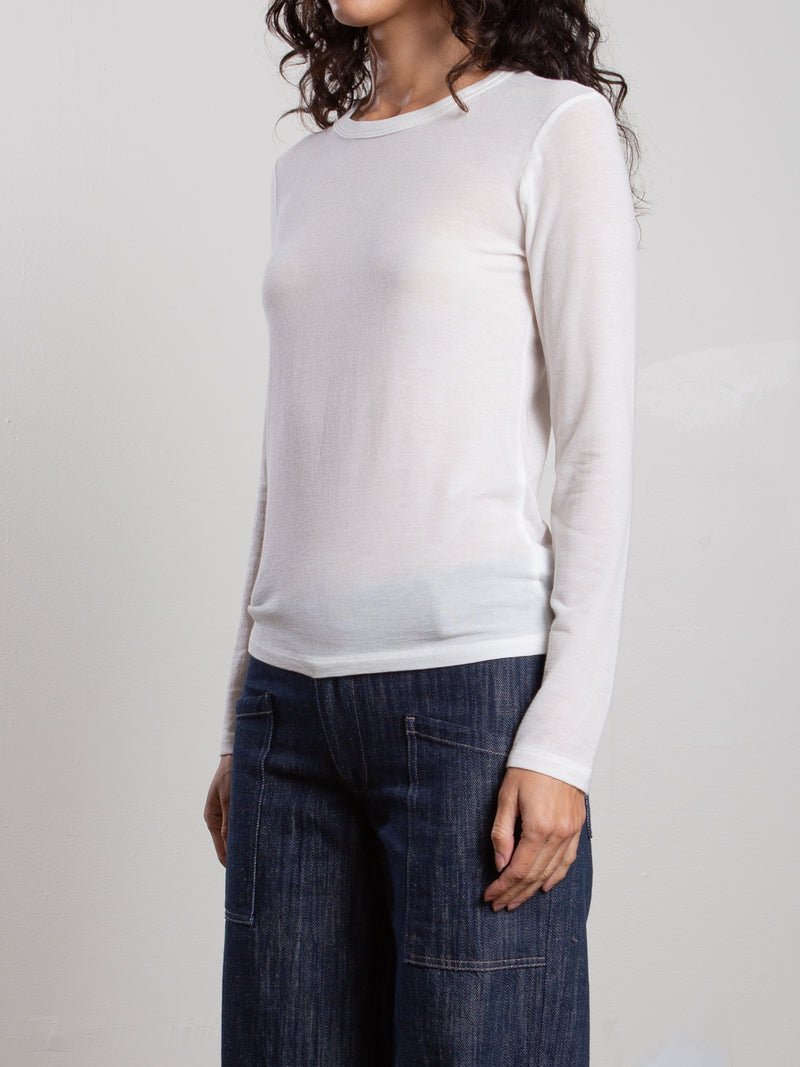 Jimmy Long-Sleeve Tee in Cashmere Jersey - Ivory