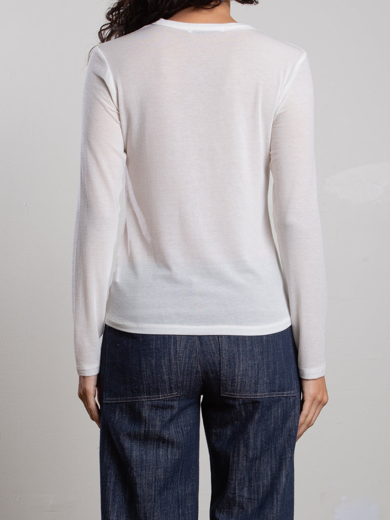Jimmy Long-Sleeve Tee in Cashmere Jersey - Ivory