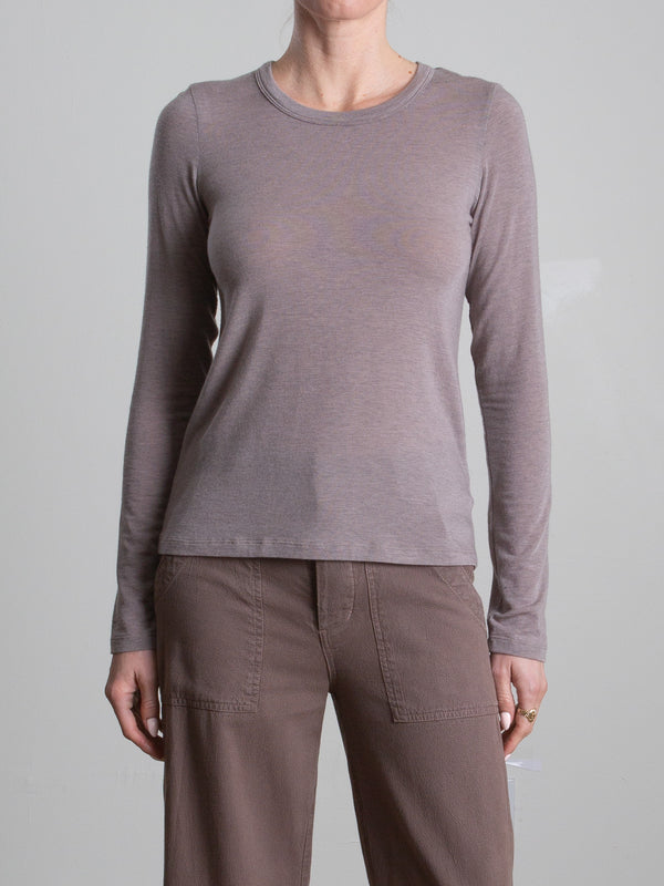 Jimmy Long-Sleeve Tee in Cashmere Jersey - Mink