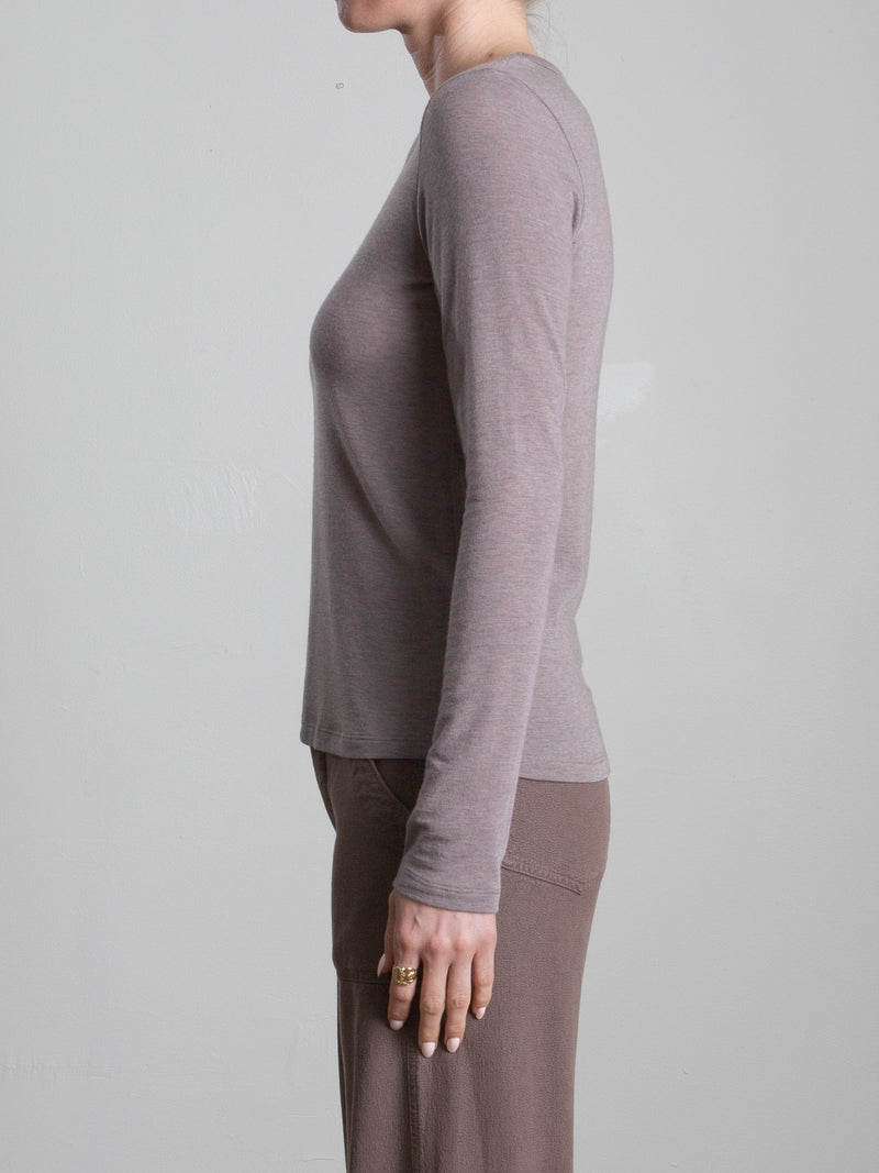 Jimmy Long-Sleeve Tee in Cashmere Jersey - Mink