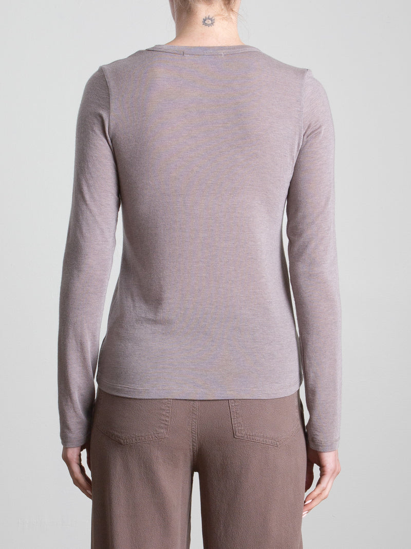 Jimmy Long-Sleeve Tee in Cashmere Jersey - Mink