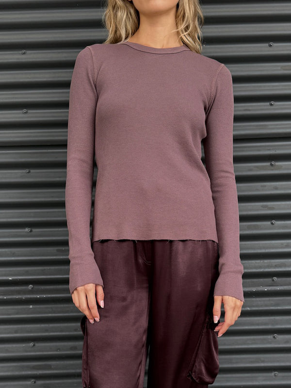 Jimmy Long-Sleeve Tee in Thermal - Carob
