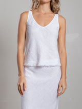 Jennie Tank in Heritage Linen - White