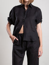 Claude Shirt in French Linen - Black