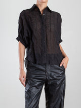 Claude Shirt in Embroidery Stripe - Black