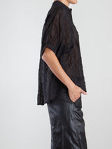 Claude Shirt in Embroidery Stripe - Black