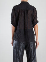 Claude Shirt in Embroidery Stripe - Black