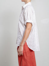 Claude Shirt in Japanese Cotton Stripe - Brick