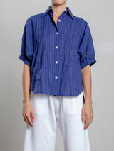 Claude Shirt in Japanese Cotton Stripe - Navy