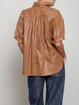 Claude Shirt in Faux Leather - Chestnut