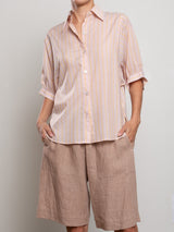 Claude Shirt in Riviera Stripe - Light Pink