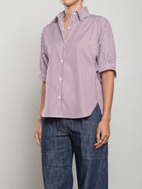 Claude Shirt In Striped Poplin - Bordeaux