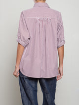 Claude Shirt In Striped Poplin - Bordeaux