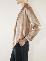 Simone Shirt Jacket in Vintage Satin - Nude