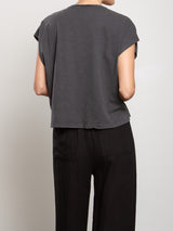 Lena Slouchy Scoop Neck Tee in Supima Slub - Vintage Black