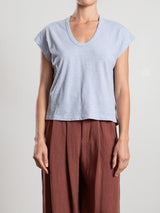 Lena Slouchy Scoop Neck Tee in Supima Slub - Breeze