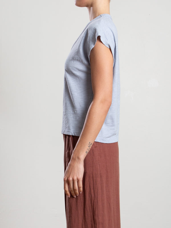 Lena Slouchy Scoop Neck Tee in Supima Slub - Breeze