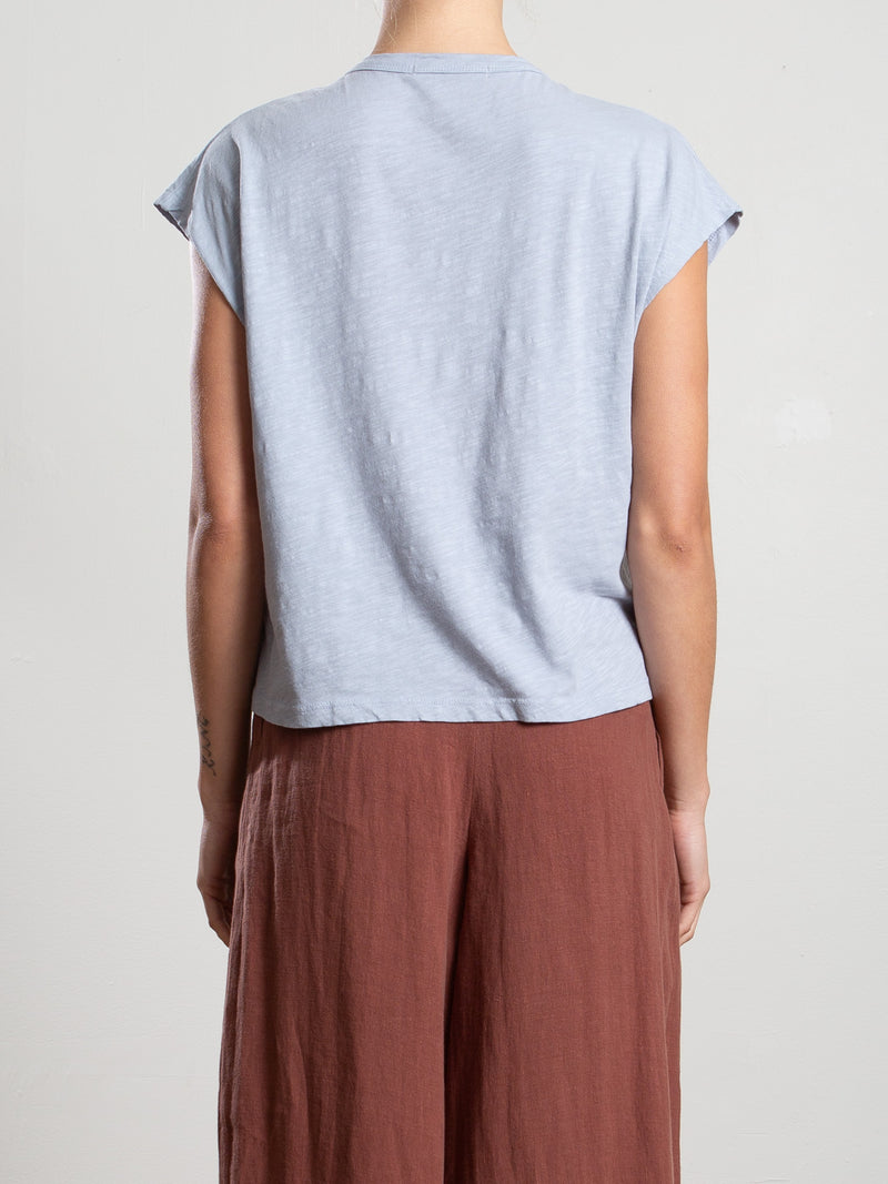 Lena Slouchy Scoop Neck Tee in Supima Slub - Breeze