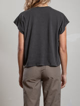 Lena Slouchy Scoop Neck Tee in Supima Slub - Vintage Black