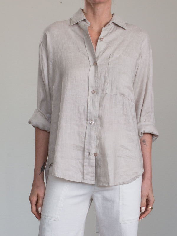 Jessie Shirt in French Linen - Cement