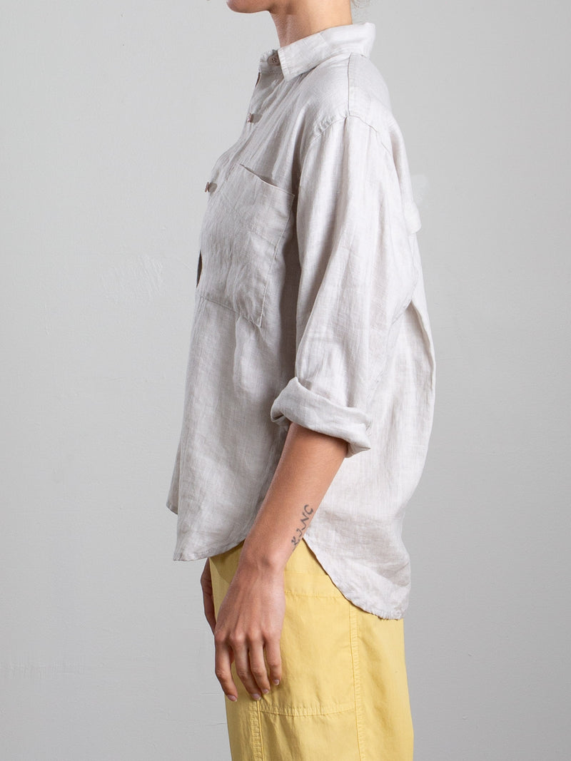 Jessie Shirt in French Linen - Cement