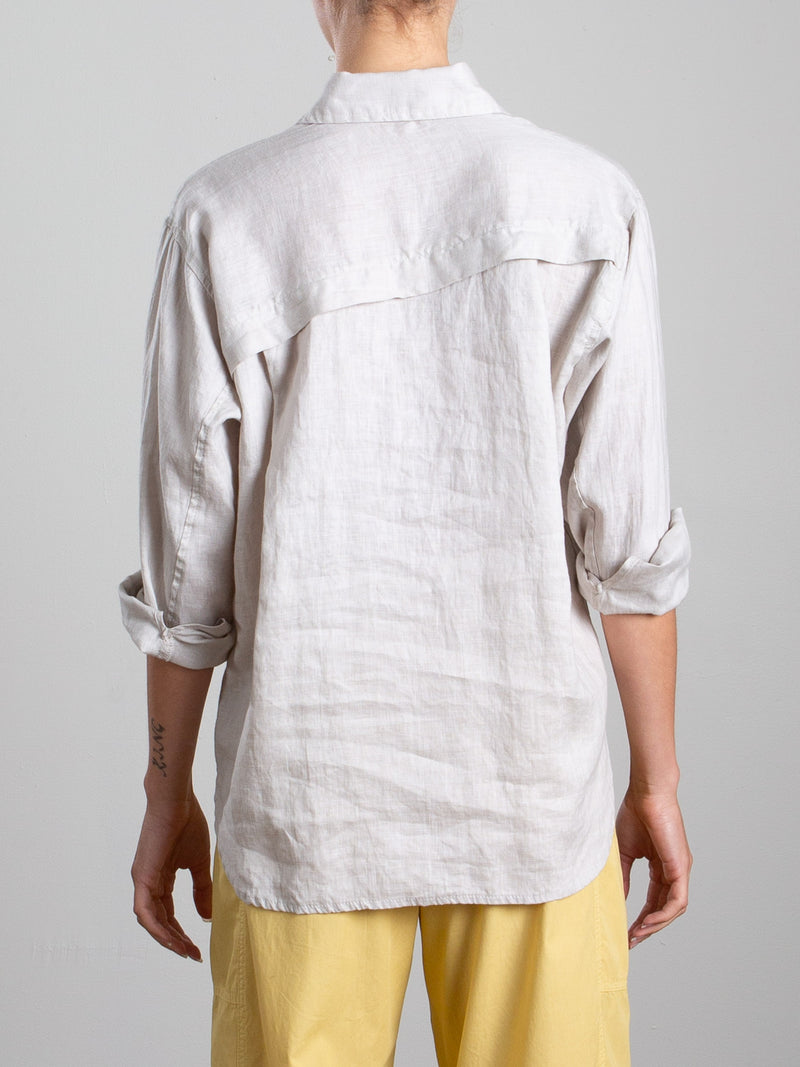 Jessie Shirt in French Linen - Cement