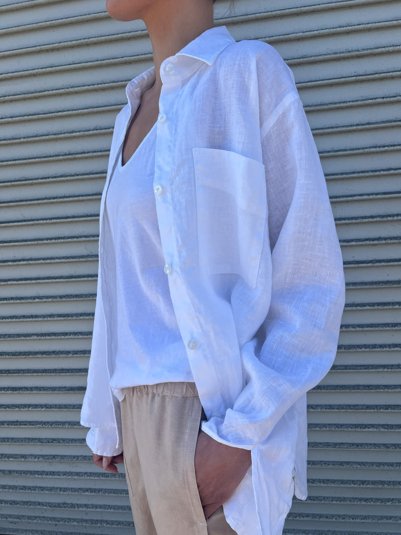 Jessie Shirt in French Linen - White