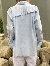 Jessie Shirt in Mini Pinstripe - Blue/White