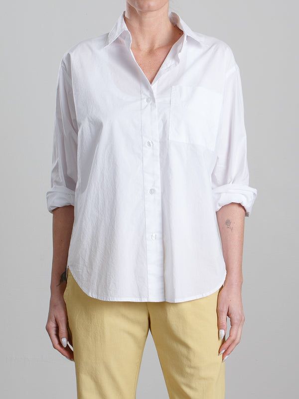 Jessie Shirt in Washed Italian Poplin - White