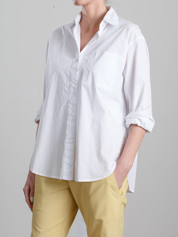 Jessie Shirt in Washed Italian Poplin - White