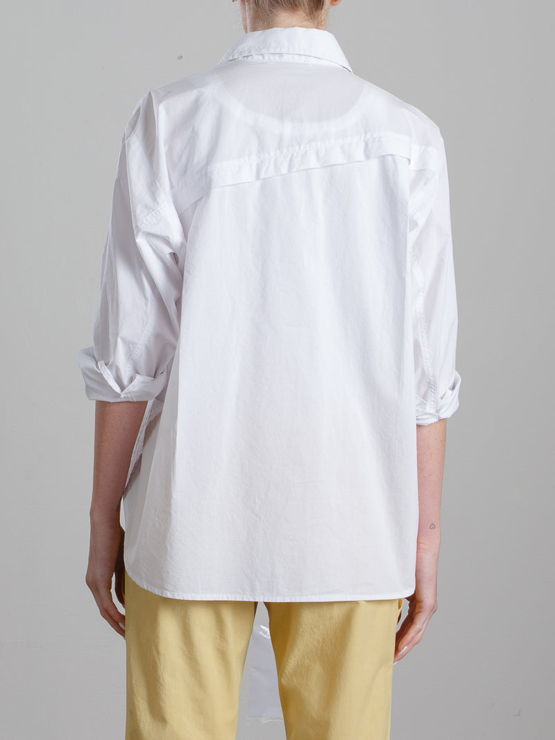 Jessie Shirt in Washed Italian Poplin - White