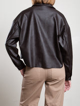 Esme Crop Shirt in Vegan Leather - Espresso