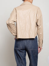 Esme Crop Shirt in Faux Leather - Biscotti